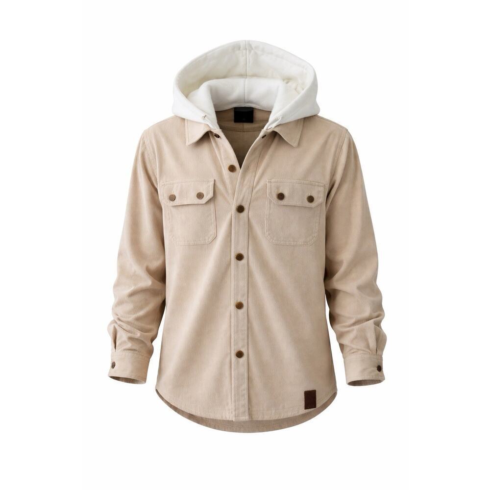 Little Bipsy Women’s Hooded Shacket Jacket Beige Corduroy Size Medium NWT